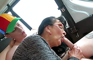 Mature ladies swap dick on the back seat in intense kinks